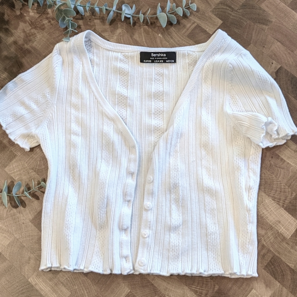 White Button up Crop Top